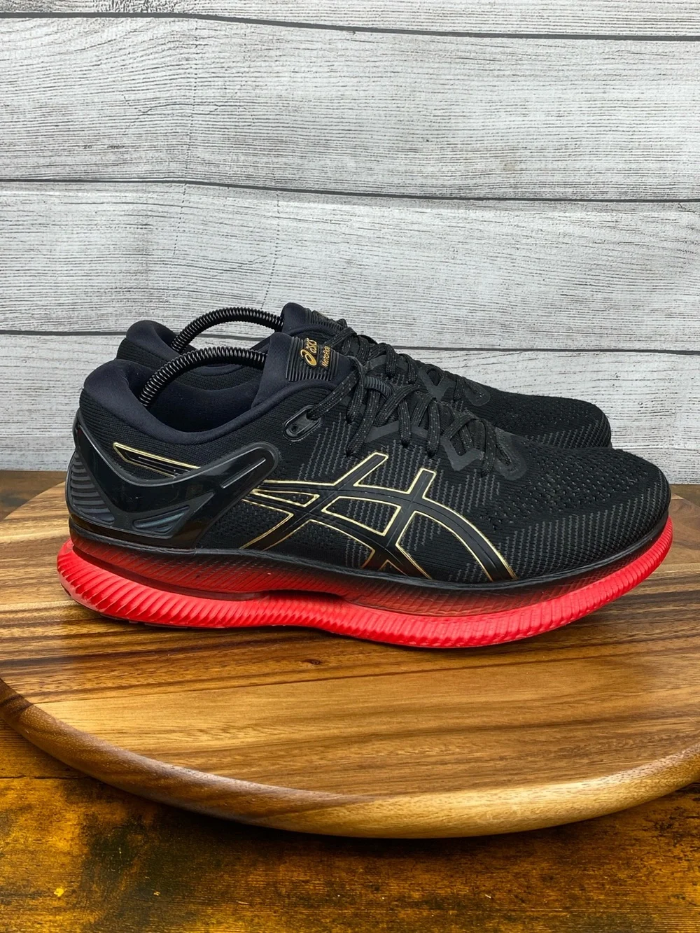 Asics MetaRide FlyteFoam Black Red Gold Running Shoes Men’s Sneaker Size 11